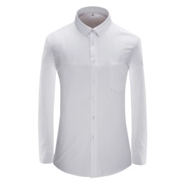 Customized Men's Fitted Shirts Small Neck Shirts Front Chest Pockets White Diagonal Stripes Shirt Garment Factory 45% Cotton 55% Polyester CHENSHANG YM4503 SKR041 Customized Men's Fitted Shirts Small Neck Shirts Front Chest Pockets White Diagonal Stripes Shirt Garment Factory 45% Cotton 55% Polyester CHENSHANG YM4503 SKR041